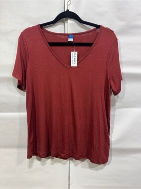 0182 Old Navy Women’s V-Neck Short Sleeve Tee — Rust
